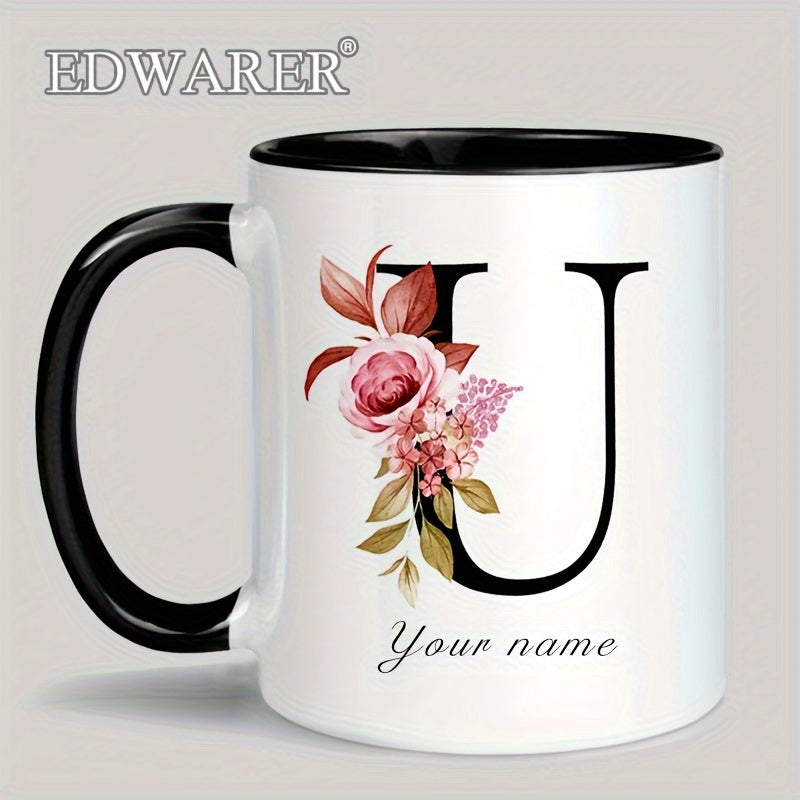 1pc A-Z Letter Custom Personalized Coffee Mug, Water Cup, Photo Text Ceramic Mug 11oz, Graduation Appreciation Thank You Holiday Birthday Gifts, Valentine's Day, Christmas, Birthday, Anniversary Mug Gift, Drinkware For Restau
