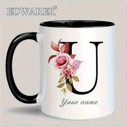 1pc A-Z Letter Custom Personalized Coffee Mug, Water Cup, Photo Text Ceramic Mug 11oz, Graduation Appreciation Thank You Holiday Birthday Gifts, Valentine's Day, Christmas, Birthday, Anniversary Mug Gift, Drinkware For Restau