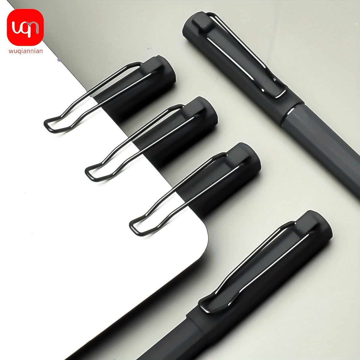 2/5pcs innovative black neutral pen with 0.7mm tip elastic clip design for smooth writing, good hand feel, clear handwriting, note taking pen for daily problem-solving and painting use. Back to season