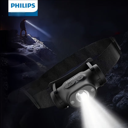 Philips SFL1851 Headlamp, High-Power Charging, Flashlight, Ultra-Bright Sensor Head-Mounted Lighting, Headlamp, Smart Sensing, Smart Battery Level Display, Durable Outdoor Fishing Flashlight, Outdoor/Work/Home Use, Head Flash