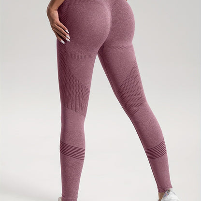 Seamless Knit Tight High Stretch Long Pants, Sports Yoga Fitness Running Trousers, Women's Leggings