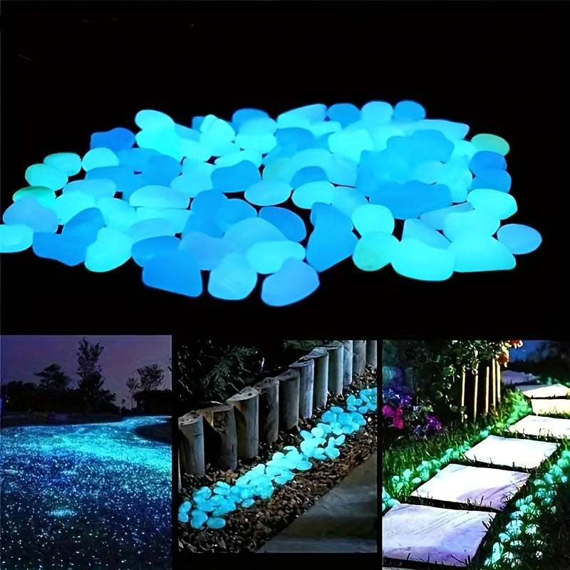 100pcs/500pcs Outdoor Luminous Miniature Pebbles, Garden Potted Mini Garden Accessories, Garden Decoration, Garden Supplies, Wedding Party Decoration, Festival Supplies, Garden Aquarium Dark Glow-in-the Dark Luminous Stone! (