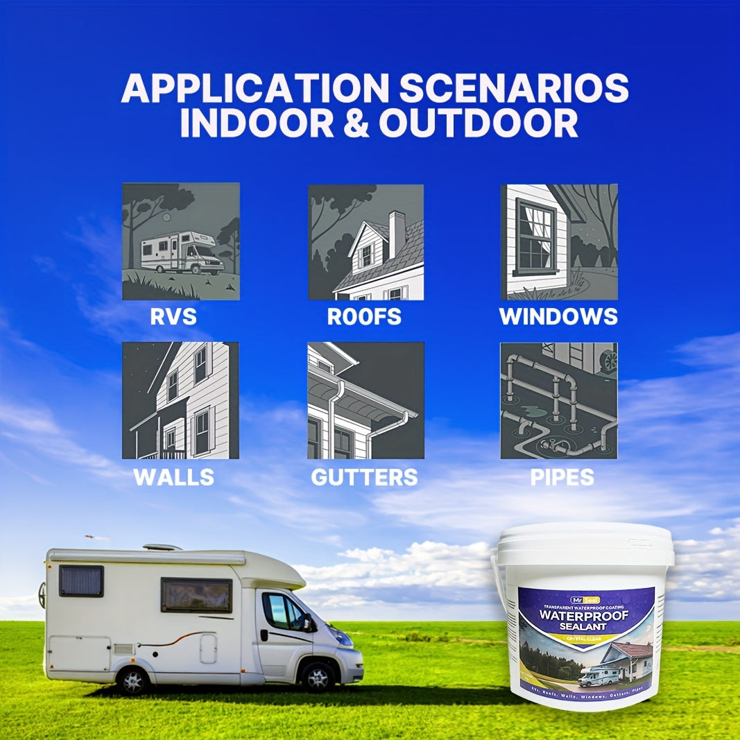2kg RV Transparent Waterproof Sealant - Covers Up to 160 SqFt @ 1/12" Thickness, Ideal for RV Roof, Windows, Gutters & More, Durable & Flexible Sealant for Home Improvement, Roof Sealant, Versatile Sealant, Highquality Sealan