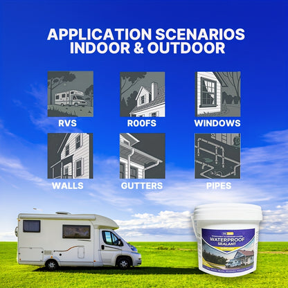 2kg RV Transparent Waterproof Sealant - Covers Up to 160 SqFt @ 1/12" Thickness, Ideal for RV Roof, Windows, Gutters & More, Durable & Flexible Sealant for Home Improvement, Roof Sealant, Versatile Sealant, Highquality Sealan