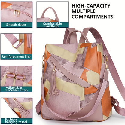 Women's Large Capacity Backpack - Anti-Theft Backpack with Zipper Closure, Adjustable Shoulder & Strap, Tassel Accent - for Travel, Work,, Everyday Commute - Secure Laptop compartment - Black Backpack for Women, Backpack for
