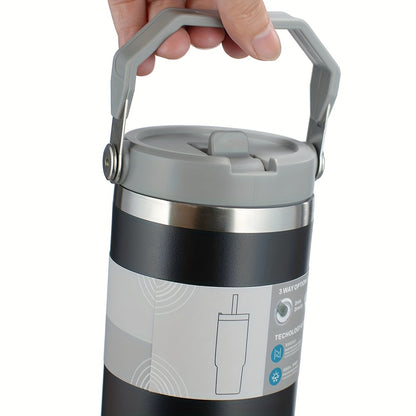 1pc 20oz/30oz Portable Insulated Tumbler With Handle And Straw Lid, Portable Large Capacity Water Bottle, 304 Stainless Steel Car Cup For Outdoor Sports, Travel & Camping, Birthday Gift For Men And Women, Christmas Gift