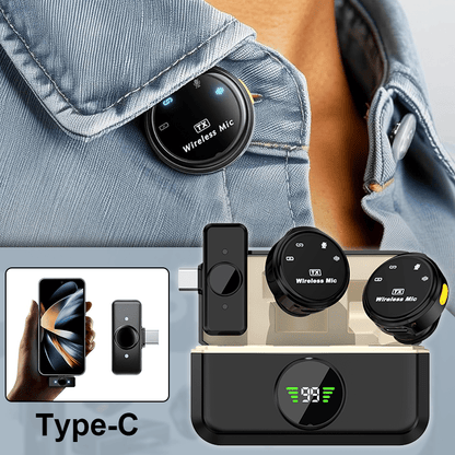 Professional Wireless Lavalier Microphone with Noise Cancellation, USB-C Rechargeable, Compatible with for iphone 17/16/15 & Android, Compact Design for Vlogging, Interviews, Conferences, and Content Creators, Vlogging Microp