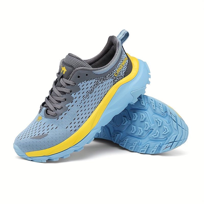 CANEMON Men's Lightweight Cushioned Running Shoes with MD Sole, Grey//Yellow Low-Top Sneakers - All-Season Comfort, Shock-Absorbing Tread Traction for Gym, Jogging, Gymnastics & Casual Wear - Breathable Sneakers, Running Shoe