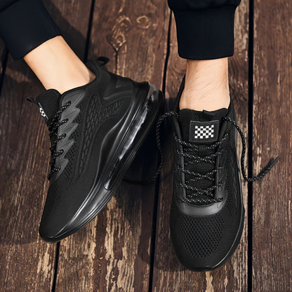 Men'S Breathable Mesh Sneakers - Non-Slip Shock-Absorbing Cushioned Mid-Top Running Shoes with Lace-Up Closure, All-Season Gym, Basketball, Basketball Footwear, Modern Sneakers, Durable Construction, Athletic Footwear, Fitnes