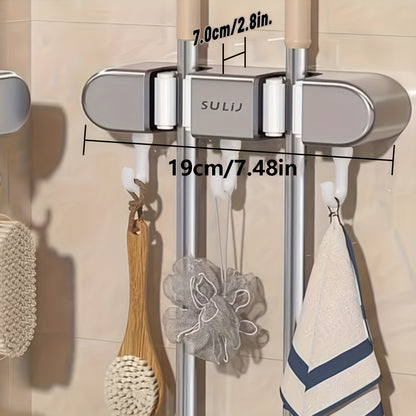 1pc, Multi-functional Mop Holder, Punch-free Wall-mounted Hooks, Mop Clip, Mop Rack, Broom Clip, Garden Tool Organizer, Towel Rack, Non-slip, Useful Tools, Cleaning Tools, Cleaning Supplies, Household Gadgets