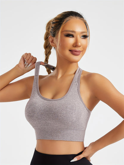 Women's Sports Bra, Racerback, Low Cut, Racerback Open Back, Yoga Fitness Running Outdoor Wear