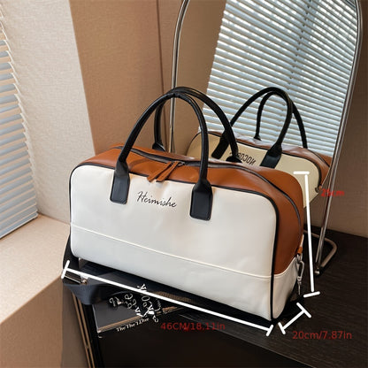 NOCUBAG Large Capacity Lightweight Travel Duffel Bag - Stylish Weekender with Shoulder Strap, Ginger/White & Brown Accents, Perfect for Gym, Short Trips & Carry-On, Short Trip Bag | Stylish Luggage | Bag, Travel Bag