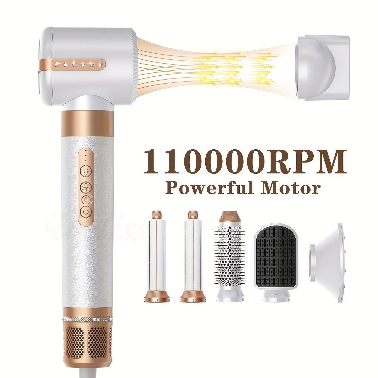 Hair Dryer Brush 7 In 1 Hair Styling Tools Blow Dryer Brush Set With Diffuser 110000 RPM High Speed Ionic Volumizer Drying Curling Wand Professional Air Curler Hair Straightener