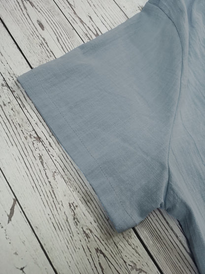 Men's Shirt Top, Solid Band Collar Short Sleeve Closure Summer Male Casual Henley Shirt For Daily Business Formal Shirts For Men