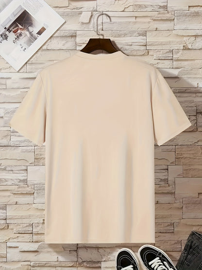 Cartoon Money & Hands Print, Men's Graphic Design Crew Neck Niche T-shirt, Casual Comfy Tees Tshirts For Summer, Men's Clothing Tops For Daily Vacation Resorts