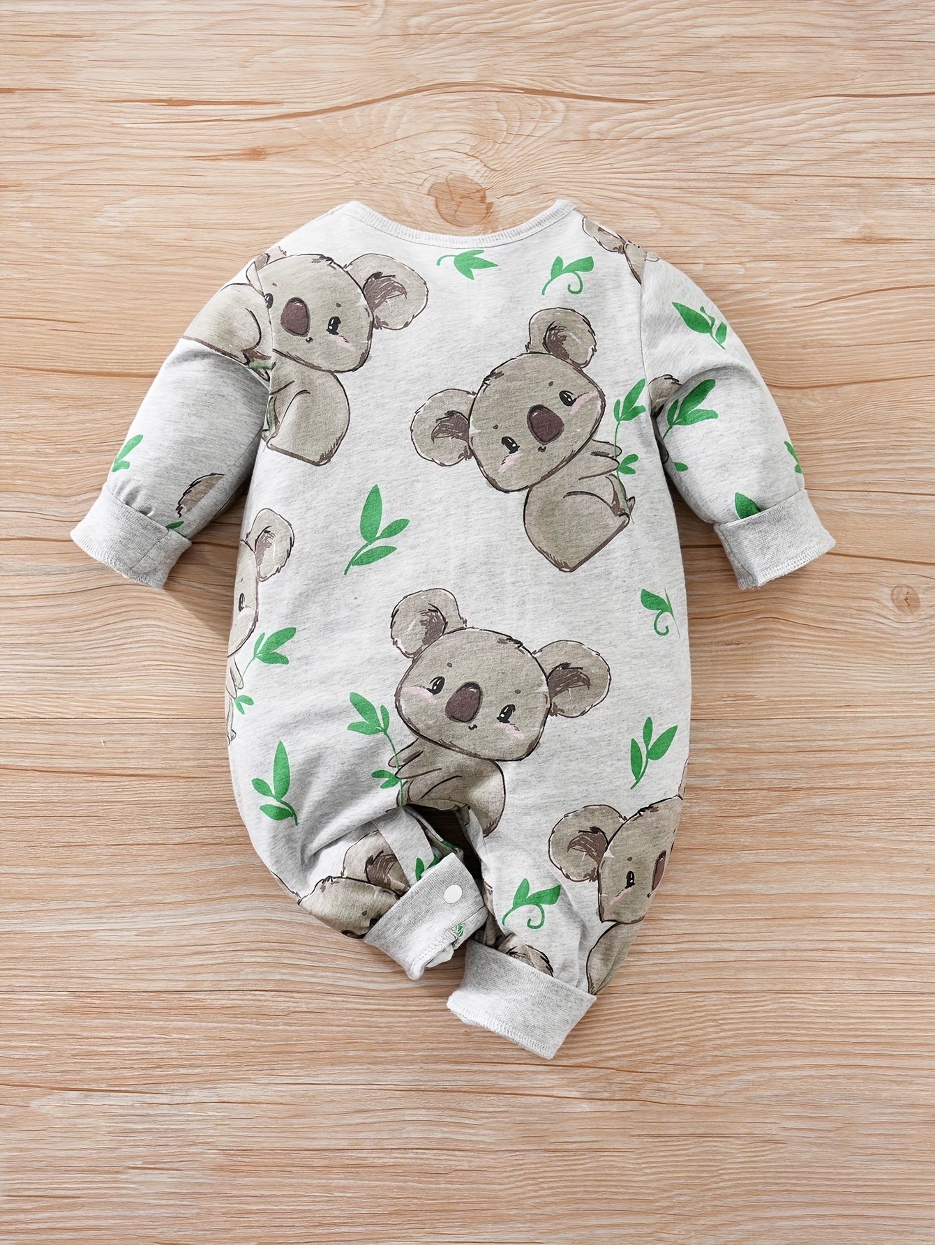 Baby Cute Cartoon Koala Long Sleeve Crew Neck Rompers