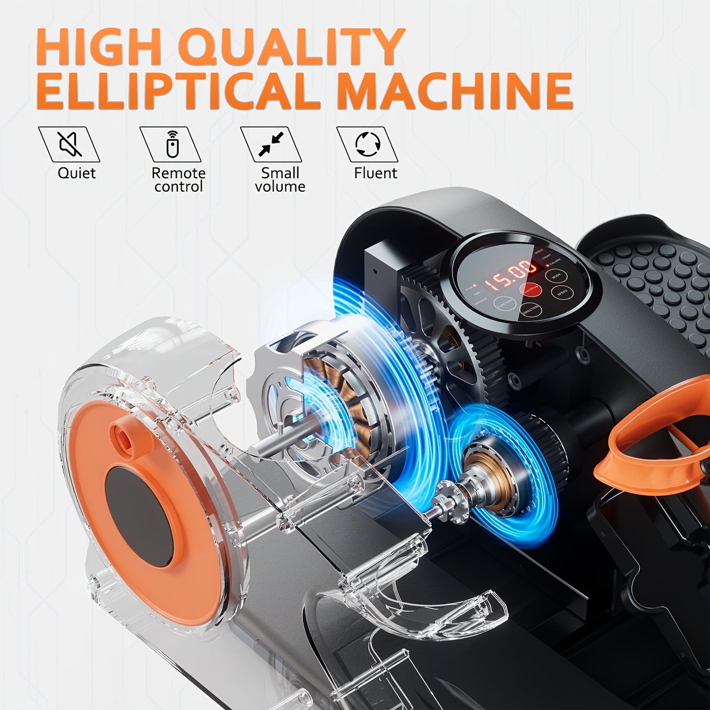 Actflame Under Desk Elliptical Machine, Electric Seated Pedal Exerciser for Seniors Fully Assembled,  Stepper Sitting Leg Exerciser with Remoter, 12 Level Speed Forward & Reverse Direction, Manual & Auto Mode for Home Office,