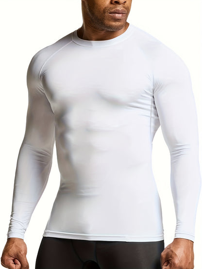 1/3 Pcs, Men's Thermal Long Sleeve Compression Shirts, Winter Sports Base Layer Top, Athletic Running T-Shirt