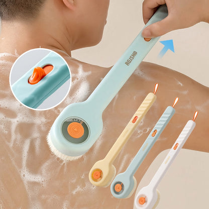 1pc Liquid-Filled Hair Bath Brush with Back Massager - Long Handle Shower Brush, Quick-Foaming Bath Brush for Scalp Massage & Body Back Rub, Pastel Colors (Mint Green/Orange/), No Electricity Needed - Ideal for Home & Spa Use
