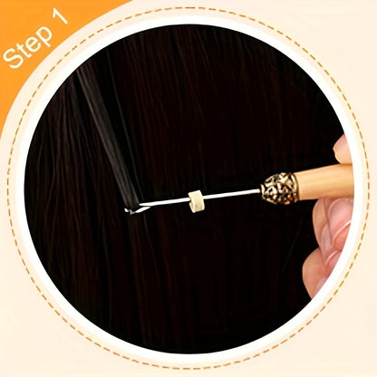 The cheapest hair extension kit on the whole network, equipped with 200 hair extension rings, 1 hair extension pliers, and 2 hair extension hooks