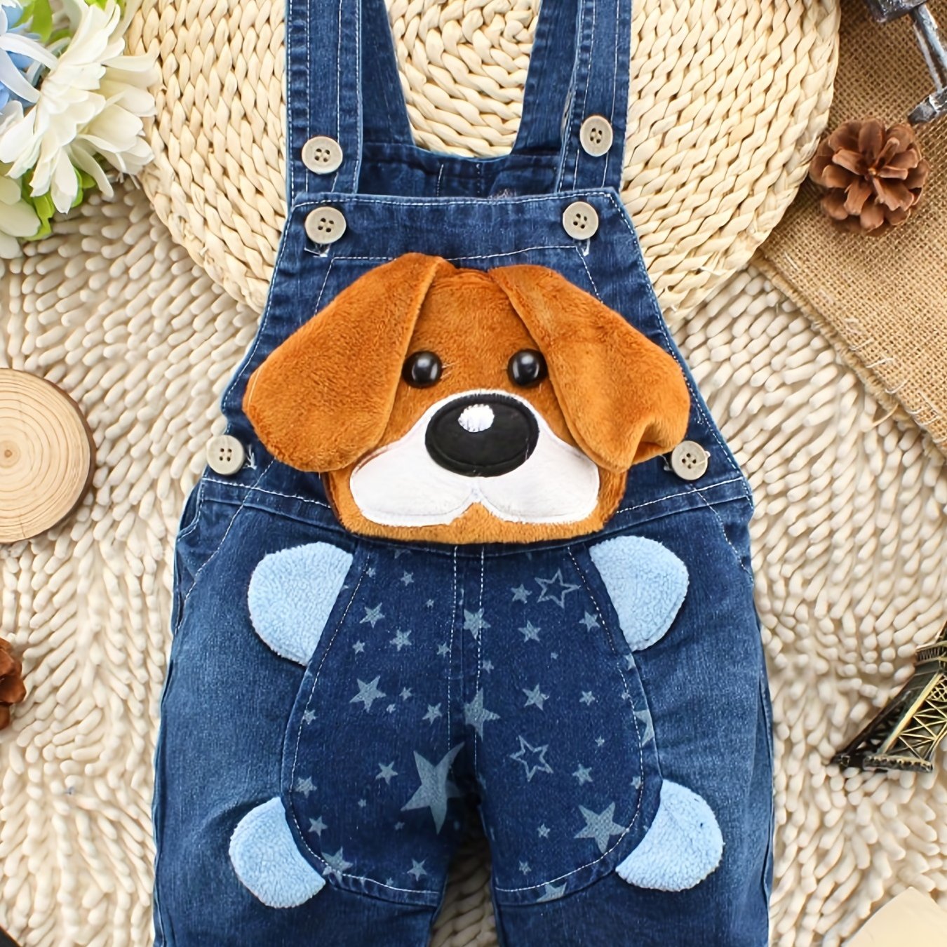 Baby Boys And Girls Cute Dog Pattern Overalls Shorts Clothes For Summer