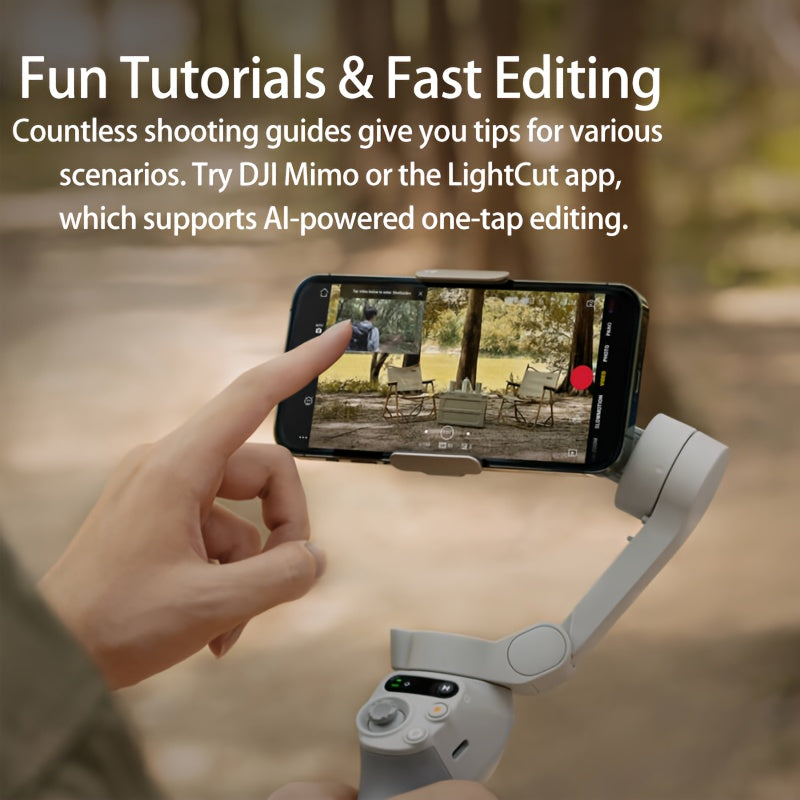 DJI Osmo Mobile SE OM Handheld Gimbal Stabilizer, a portable, foldable, intelligent follow - shooting and anti - shake mobile phone selfie gadget that is compatible with various devices