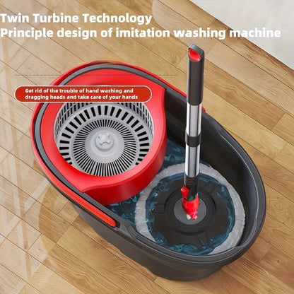 Rotating Mop with a Hands-Free Cleaning Bucket, Featuring a Telescopic Handle, Foot Pedal, And Manual Pressure for Dual-Drive Floor Cloth.