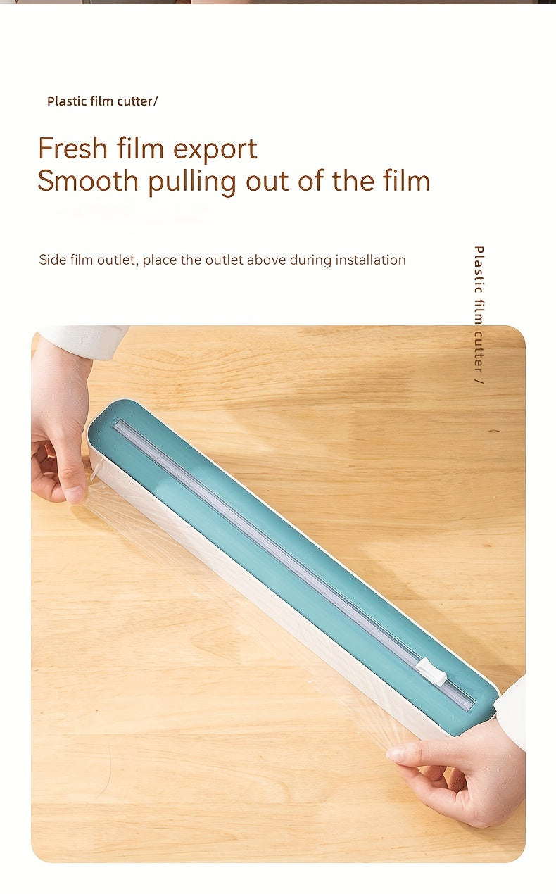 1pc Plastic Film Cutter, Fresh Film Cutter Dispenser, Refrigerator Magnetic Plastic Film Universal Cutting Box, Magnetic Refillable Plastic Packaging Dispenser With Cutter, Kitchen Tin Paper Cutting, Kitchen Tools