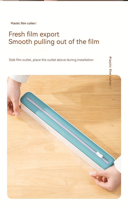 1pc Plastic Film Cutter, Fresh Film Cutter Dispenser, Refrigerator Magnetic Plastic Film Universal Cutting Box, Magnetic Refillable Plastic Packaging Dispenser With Cutter, Kitchen Tin Paper Cutting, Kitchen Tools