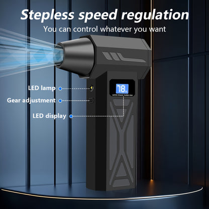 130000RPM Violent Turbofan, Intelligent Display Screen with 4-speed Adjustable, Including 5 Hair Dryers, 4000mAh High-capacity Battery, The Best Holiday Gift for Portable Air Blowers Suitable for Computers, Keyboards, Outdoor