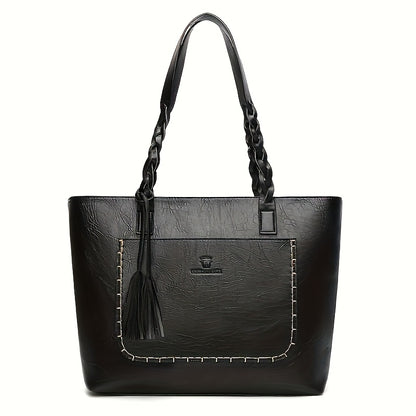 Women's Large Capacity Tote Bag - Elegant -like Handbag with Zipper Closure, Spacious Work Bag for Women, Available in Black/Brown/Red/ - Perfect for Office, Travel, Everyday Use, Sophisticated Design, Sturdy Handle Construct