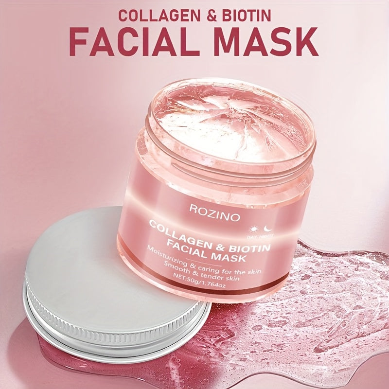 Collagen biotin day and night facial mask contains rich collagen essence, protects Light Beige, moisturizes and smoothes, injects source moisture, vitality and radiance into Light Beige