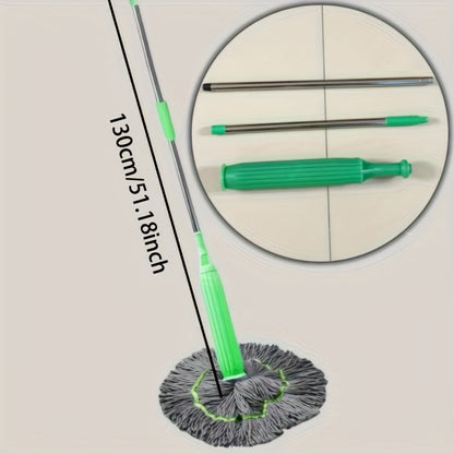 1pc Super Absorbent Rotary Mop with Green Handle - Ideal for Home, Kitchen, School, Office, Bathroom & RV Travel - 7pcs Set | Easy-to-Clean Microfiber Mop Head & Bucket