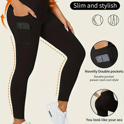 Women's High-Waisted Pants - Non-See-Through Stretchy Leggings with Fit, All-Season & Casual Pants for,, Casual Attire - Burgundy Bottoms, Trousers, Sleek Design, Supportive Waistband, Versatile, Enthusiasts
