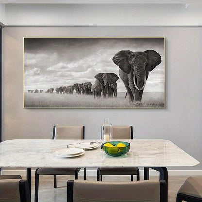 1pc Stunning Wild Animal Mural Wall Art - A Herd of Elephants for Bedroom and Living Room Decor