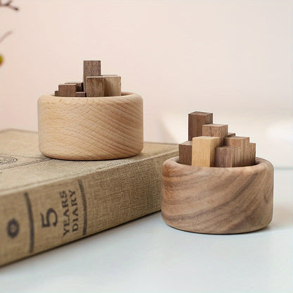 Wooden Essential Oil Diffuser, Aromatherapy Reed Diffuser Set with Natural Beech and Walnut Wood Pieces, Home and Car Fragrance Decor, 1pc