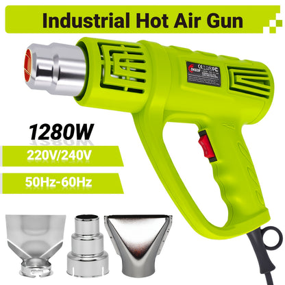 DKEOF 1280W Heavy Duty Heat Gun Kit with Dual-Temperature Settings (302°F/1202°F), Overheat Protection, Fast Heating, Ergonomic Handle & Durable Construction - for Shrinking PVC, Welding