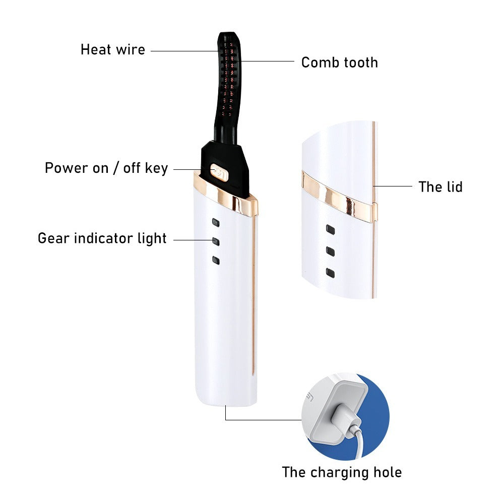 Long-Lasting Portable Electric Eyelash Curler with Heated Technology - Perfect Gift for Women