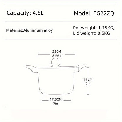 COOKER KING 4.5L Non-Stick Stockpot with Glass Lid - PFOA Free, Heat-Resistant Handle, Induction Ready, Fits All Cooktops
