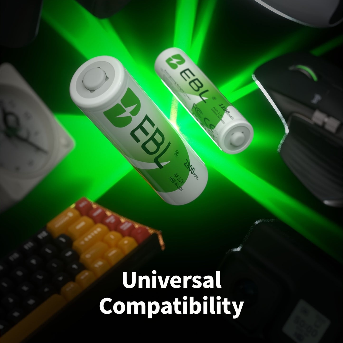 EBL 12+2 Bay LCD Rechargeable Battery Charger For AA AAA C D Ni-MH Ni-CD Rechargeable Batteries & 9V NiMH Ni-CD Li-ion Rechargeable Batteries