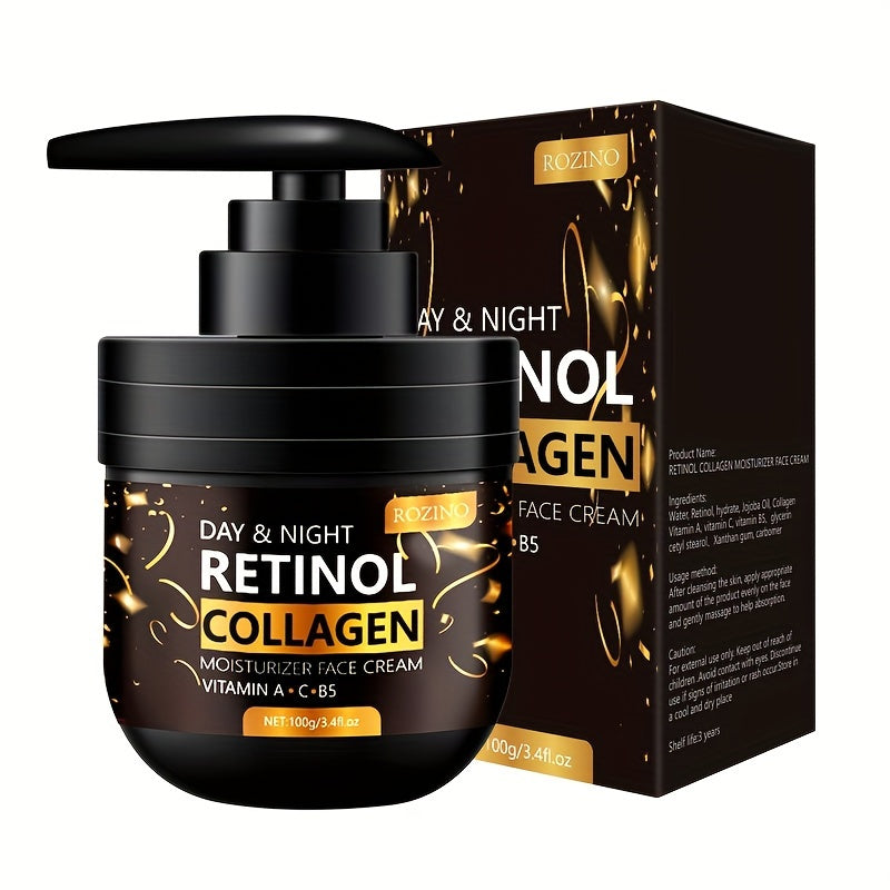 100g Retinol Collagen Day And Night Moisturizer Face Cream, Firming And Lifting Facial Skin, Hydrating More Tender, Safe And Reliable, Making Face Silky, Delicate And Tender, Improving And Revitalizing Facial Skin