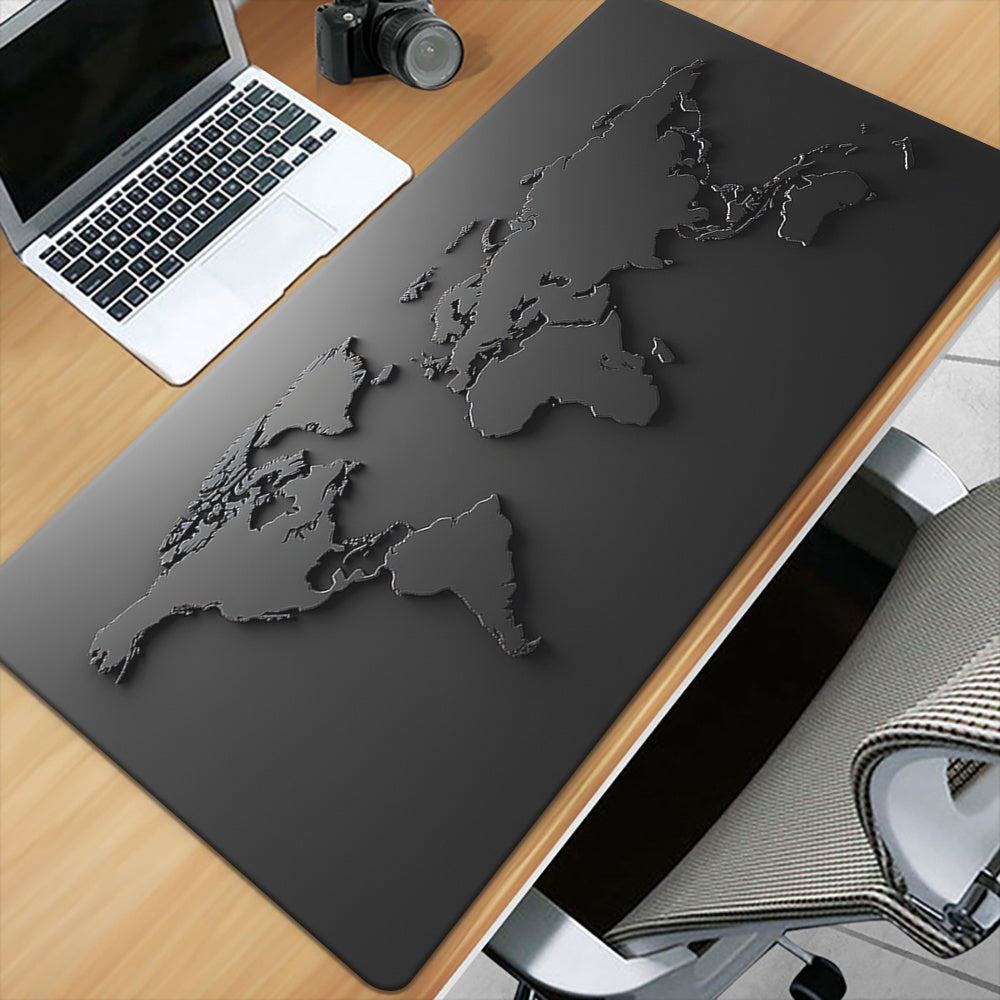 1pc XXL World Map Mouse Pad - Large Desk Mat for Gaming & Office Decor, Non-Slip Rubber Base, Durable Stitched Edges, Smooth Surface, Multi-Functional Black and White Design, Mouse Pads for Desk