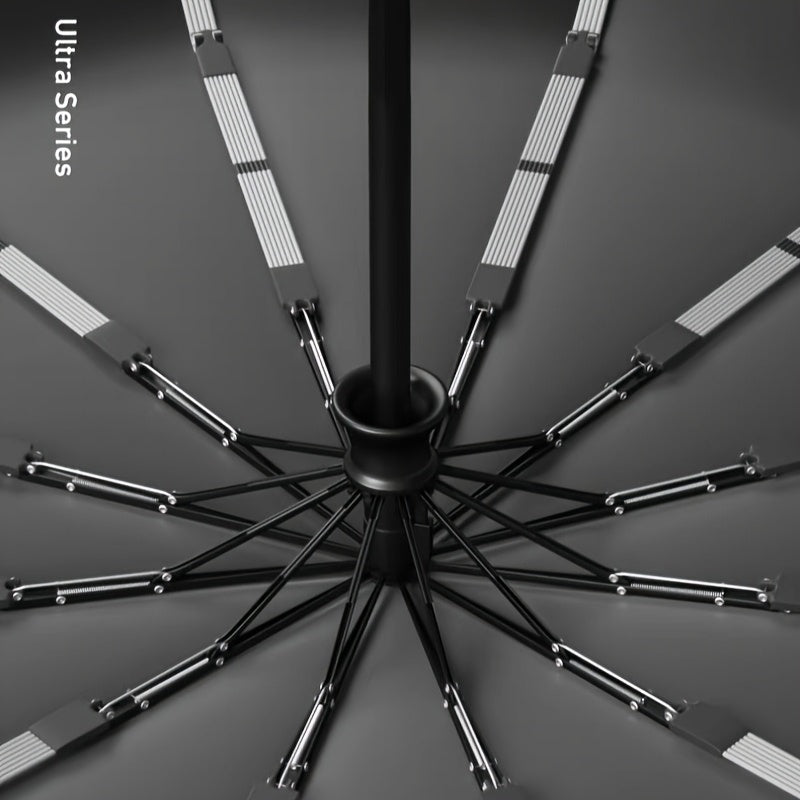 Automatic Open/Close Heavy-Duty 12-Rib Windproof Umbrella with Solid Wood Handle (Birch/Beech) - Large Canopy All-Weather Windproof & Folding Umbrella for Men &, Business, Travel - Automatic Solid Color (Maroon/Black/Navy