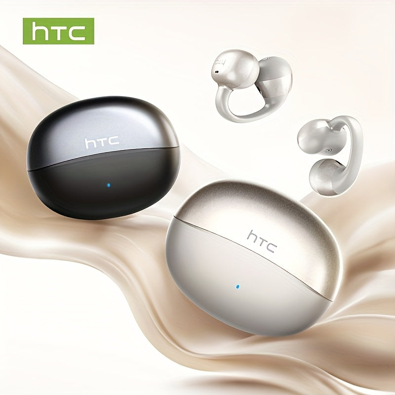 HTC NE56 Wireless Earbuds with 6.0 Low-Latency HD Voice, Noise Cancellation, Built-in Microphone, USB Rechargeable, Compatible with iOS & Android, Portable & Comfortable Design