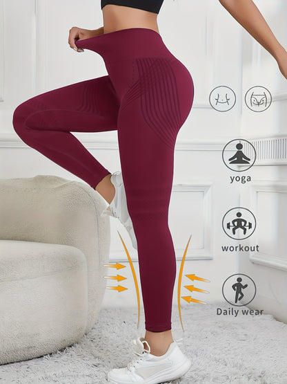 Women'S High-Waist Seamless Yoga Pants - Stretchy, Quick-Dry, and Comfortable for Workouts, Running, and Casual Wear, Featuring Peach Lift Design, Solid Color, High Waist Design, Running Pant