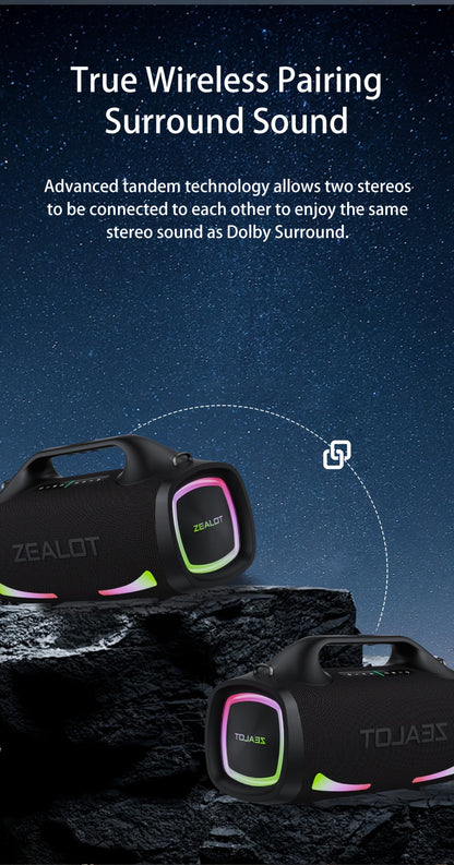 Zealot S79 Wireless speaker, Hifi Sound quality, High Quality, Dual Pairing, Fast ChargingLong Battery Life, 36 Hours Playtime Loud Stereo, Booming Bass. PartyBox. forparty