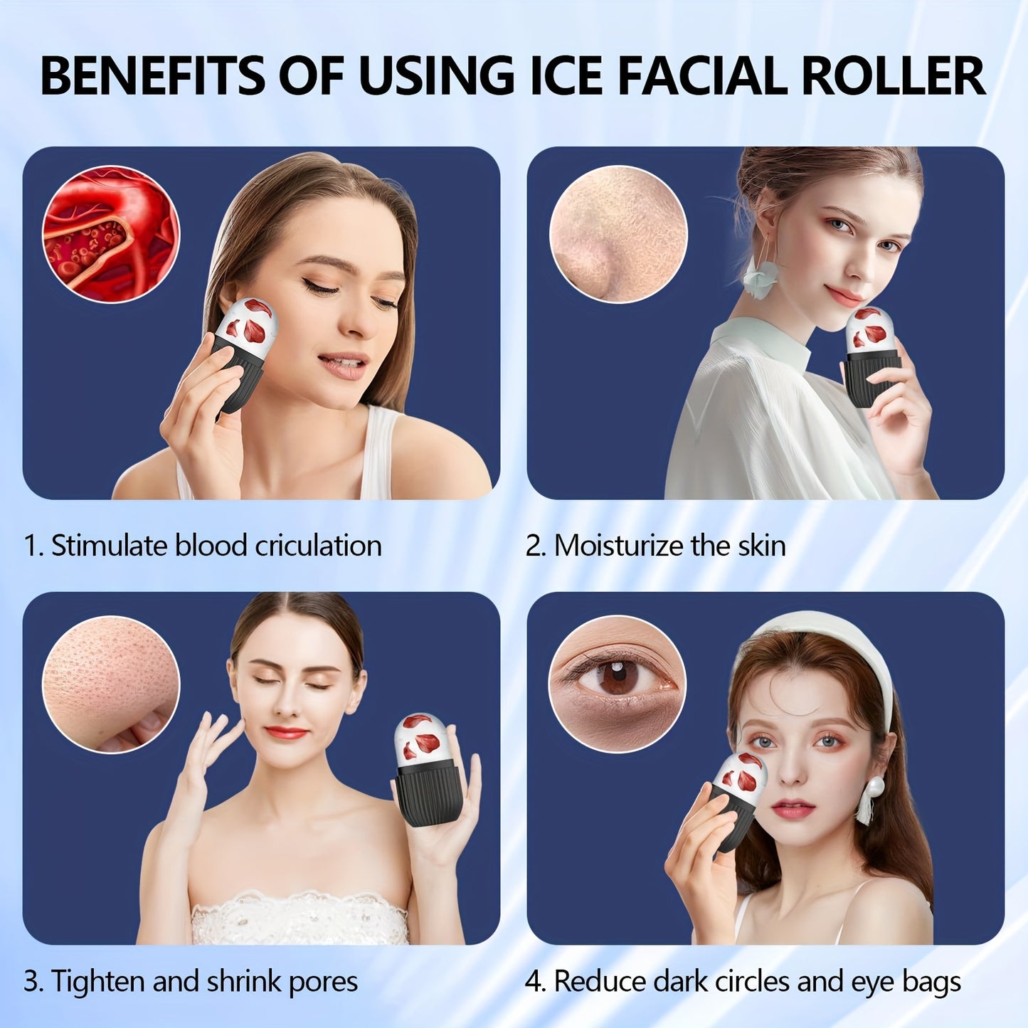Silicone Ice Facial Roller: No Fragrance, Battery-Free, Suitable for Various Skin Conditions