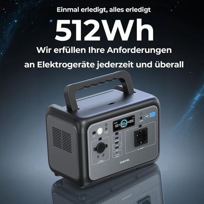 OUKITEL P800 Portable Power Station, 512Wh Solar Generator (w/Lithium Lron Phosphate), 800W(Surge 1600W) AC Output/Sine Wave 230V, 0.9 Hour Fast Charge, PD100W For Camping/RV Emergency Power Supply, For RV, Car, Outdoor, Camp