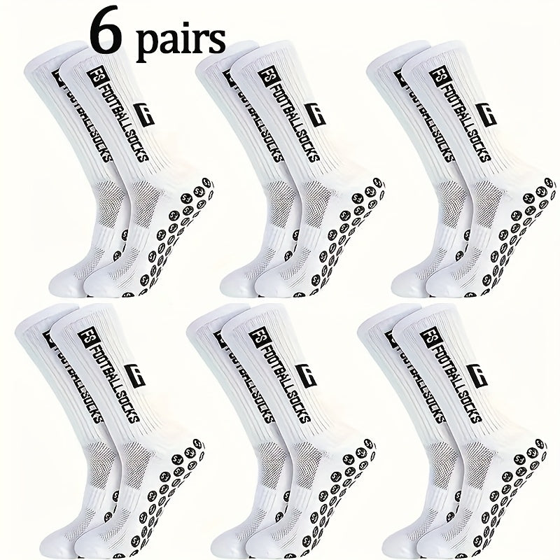 2/6/10/20 Pairs Men'S Thickened Moisture-Wicking Breathable Soccer & Basketball Training Socks - Non-Slip Grip, Cushioned Arch & Heel Support, Sweat-Resistant, Soft Elastic Athletic Socks For Outdoor Sports, Gym, Football Mat