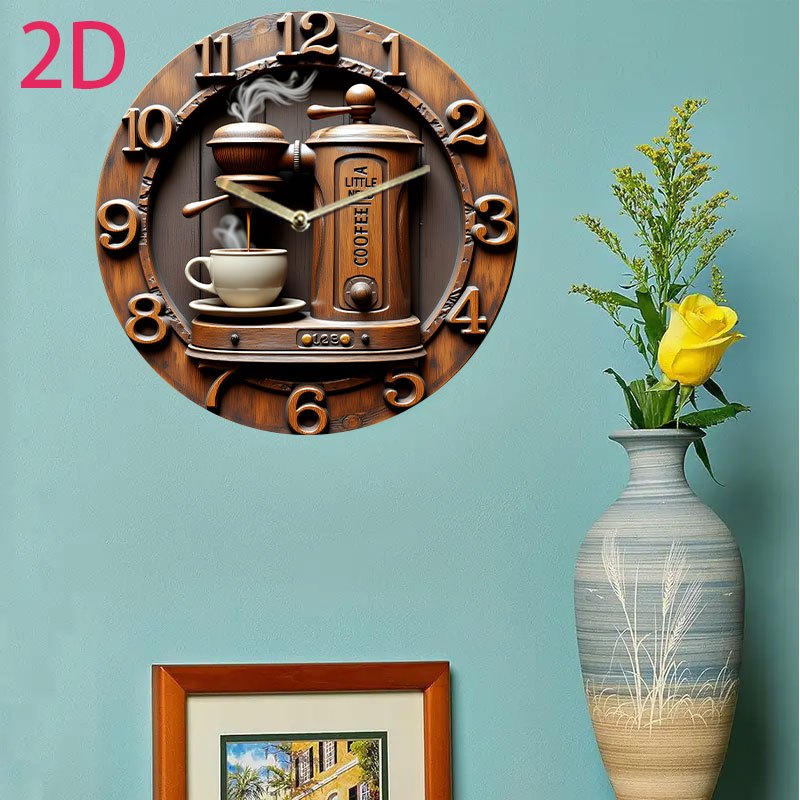 1pc Silent Non-Ticking Wall Clock - Modern Coffee Shop Decor with Espresso Machine Design, Battery-Powered (AA Not Included) - Acrylic Round Clock for Living Room, Kitchen, Cafe - Easy-to-Read Black Hands & Brown Face - Perfe